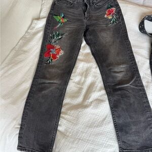 Claudie Pierlot Floral Embroidered Straight Leg Jeans